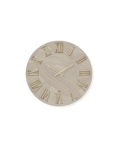 Orologio da parete Crisma Ø 80 cm in legno e parato beige, numeri e lancette oro | Abitarte -ABITARTE