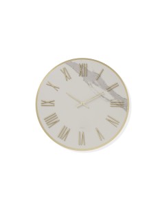Orologio da parete Afrodite Ø 80 cm in gres Kerlite bianco venato e legno oro, numeri oro | Abitarte -ABITARTE
