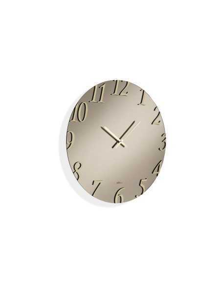 Orologio da parete Araby Ø 80 cm in vetro satinato bronzo, numeri e lancette oro | Abitarte -ABITARTE