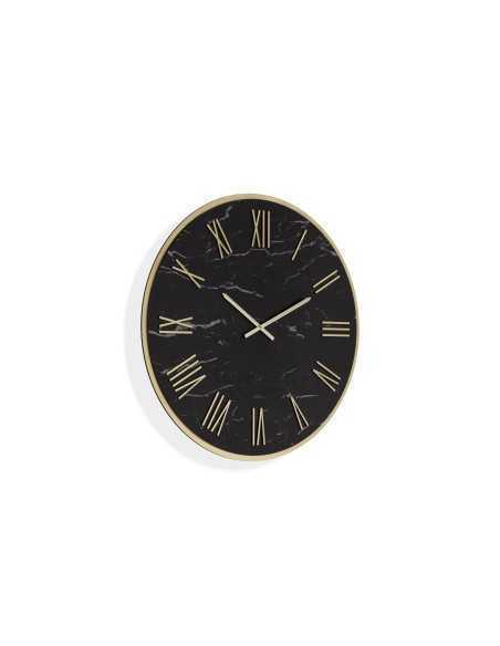 Orologio da parete Artemide Ø 60 cm in Kerlite effetto marmo nero, dettagli oro | Abitarte -ABITARTE