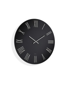 Orologio da parete Dark Ø 80 cm in vetro laccato nero, numeri bianchi e lancette cromo | Abitarte -ABITARTE 2