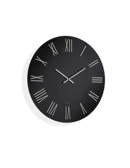 Orologio da parete Dark Ø 80 cm in vetro laccato nero, numeri bianchi e lancette cromo | Abitarte -ABITARTE
