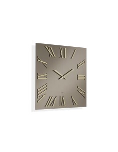 Orologio da parete Minerva 80x80 cm in vetro lucido bronzo, numeri e lancette oro | Abitarte -ABITARTE 2