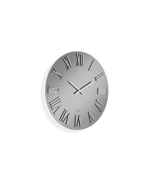Orologio da parete Mira Ø 80 cm in vetro lucido fumé, numeri e lancette cromo | Abitarte -ABITARTE