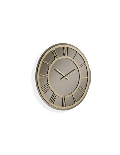 Orologio da parete Urano Ø 80 cm in vetro bronzo con cornice numeri in legno oro | Abitarte -ABITARTE 2