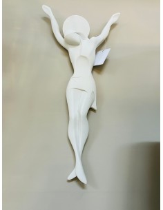 Crocifisso in resina bianca, 40 x 20 cm | Abitarte -ABITARTE
