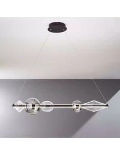 Lampada a sospensione LED Kirk lineare 102 cm in vetro soffiato nero, dimmerabile | Ondaluce -ONDALUCE