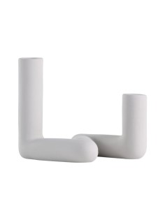 Valakish portacandela in ceramica grigio ghiaccio per 2 candele coniche | Eglo -EGLO