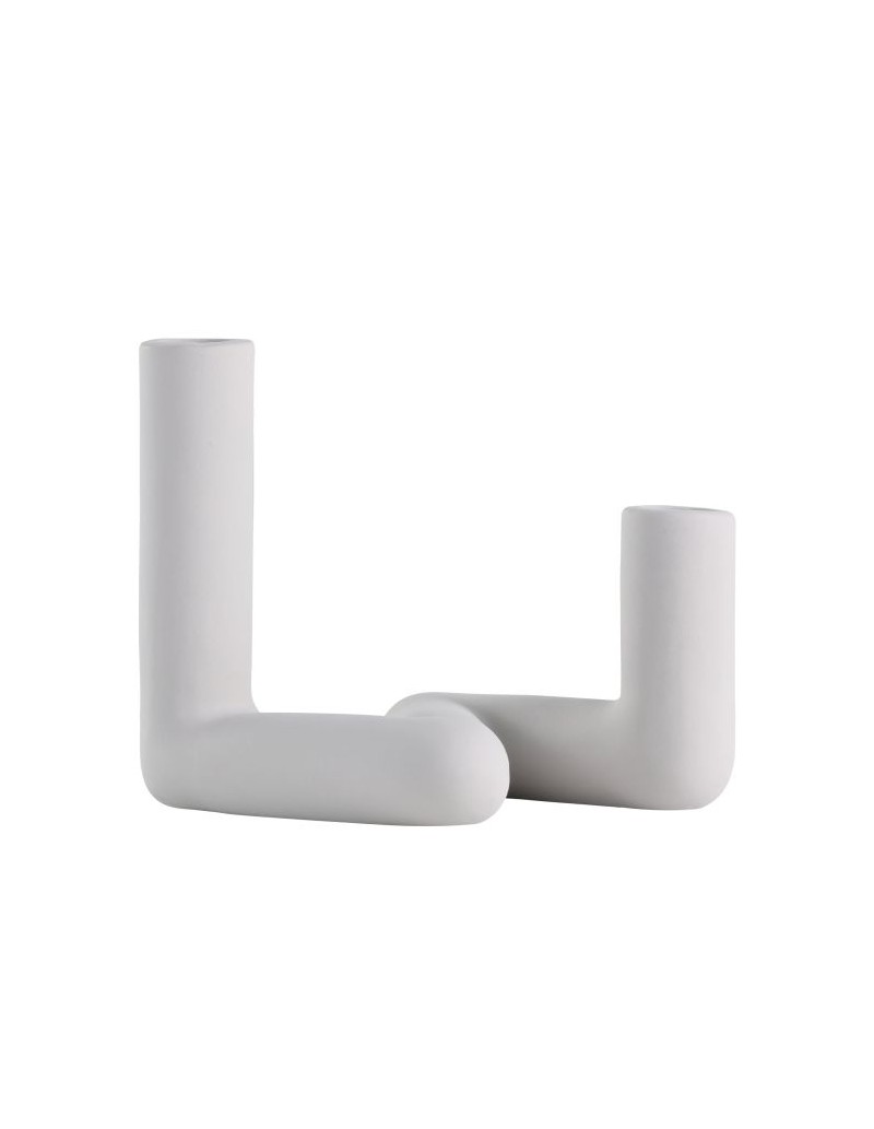 Valakish portacandela in ceramica grigio ghiaccio per 2 candele coniche | Eglo -EGLO
