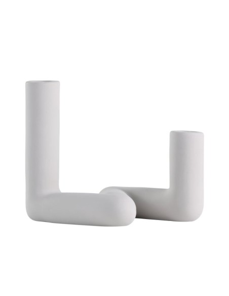 Valakish portacandela in ceramica grigio ghiaccio per 2 candele coniche | Eglo -EGLO