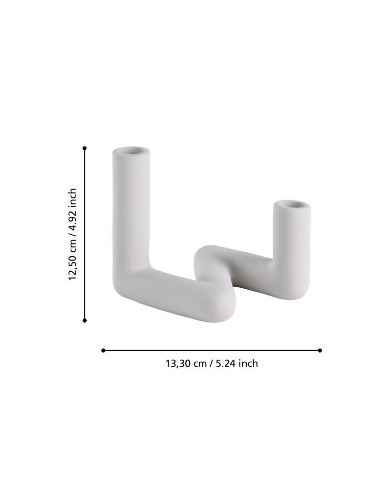 Valakish portacandela in ceramica grigio ghiaccio per 2 candele coniche | Eglo -EGLO