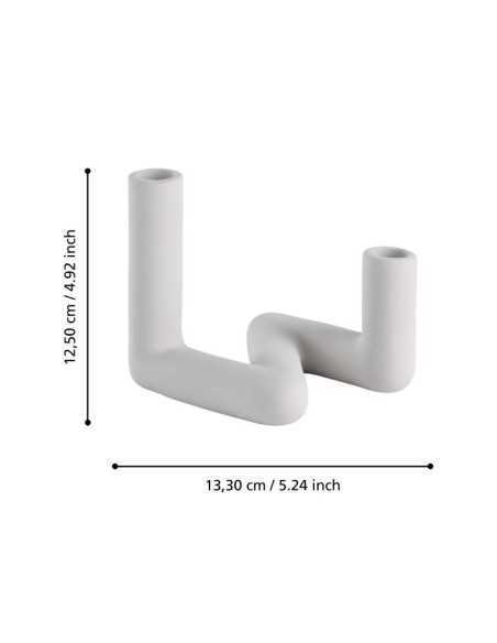 Valakish portacandela in ceramica grigio ghiaccio per 2 candele coniche | Eglo -EGLO
