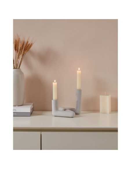 Valakish portacandela in ceramica grigio ghiaccio per 2 candele coniche | Eglo -EGLO