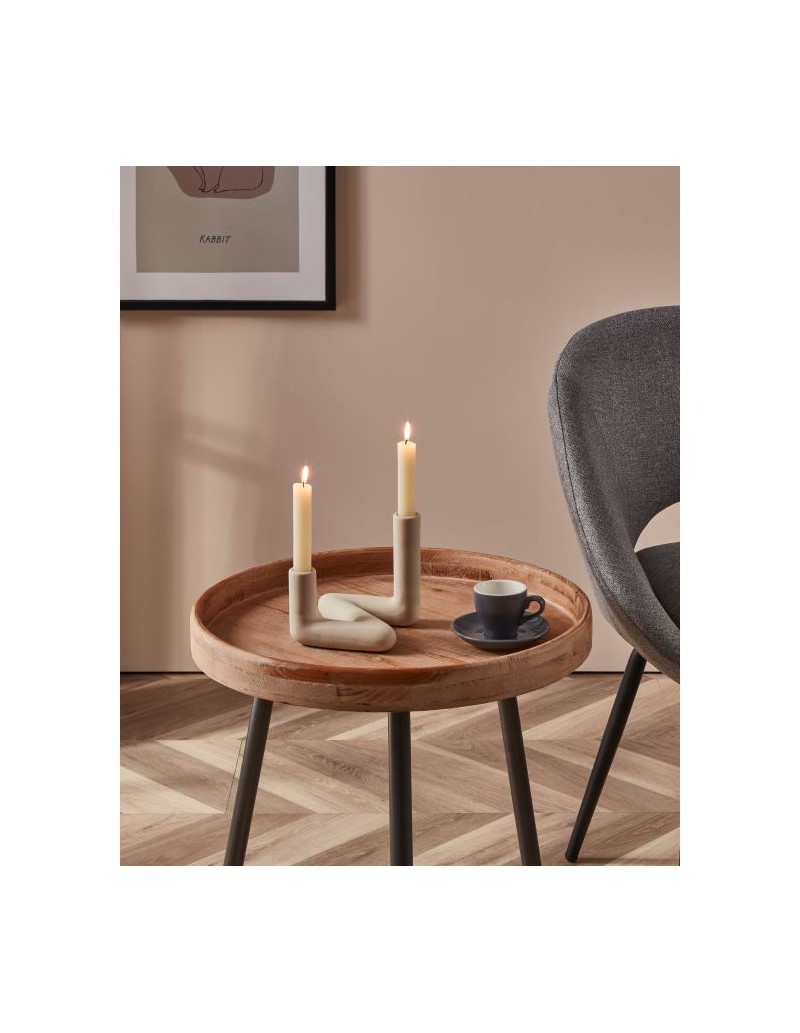 Valakish portacandela in ceramica avorio per 2 candele coniche | Eglo -EGLO