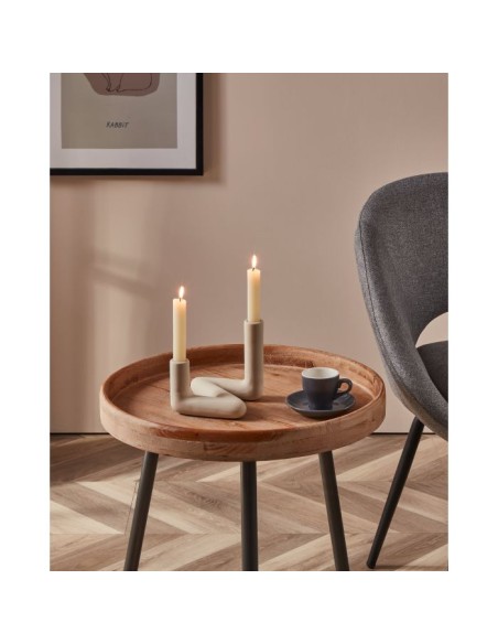 Valakish portacandela in ceramica avorio per 2 candele coniche | Eglo -EGLO