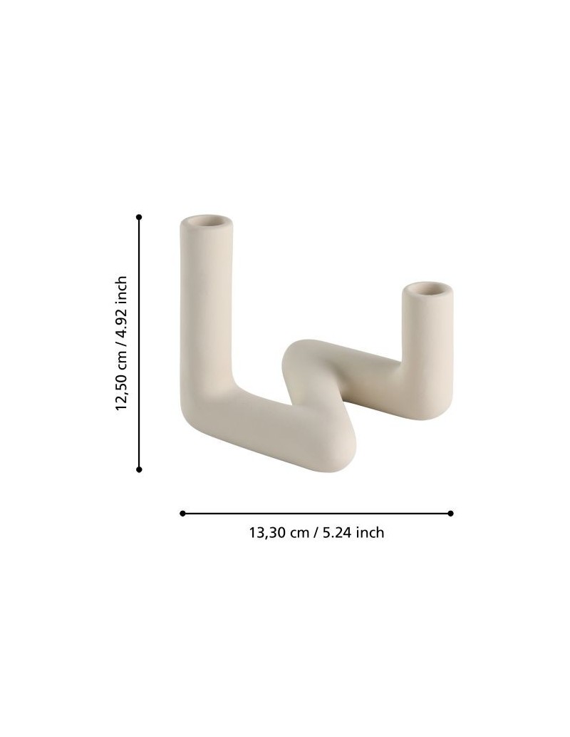 Valakish portacandela in ceramica avorio per 2 candele coniche | Eglo -EGLO