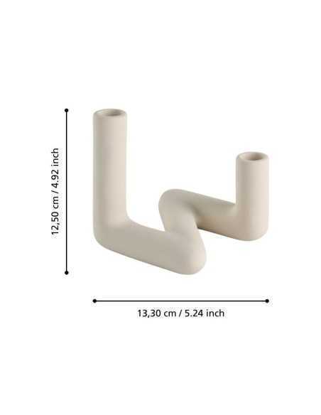 Valakish portacandela in ceramica avorio per 2 candele coniche | Eglo -EGLO