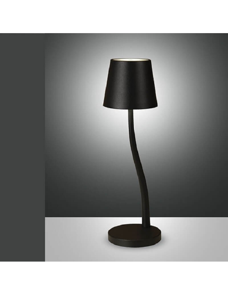 Lampada da tavolo ricaricabile Judy nera LED 3000K IP54, dimmer touch, H 39 cm | Fabas Luce -FABAS LUCE