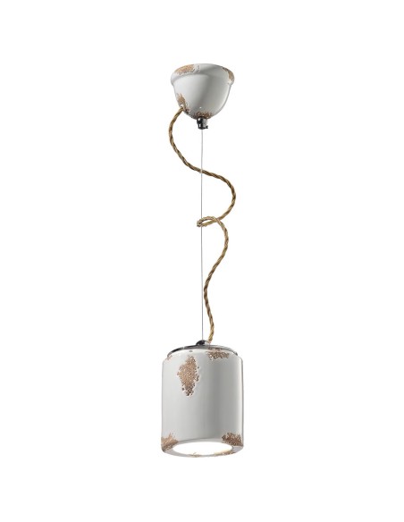 Sospensione vintage retrò Ø 12,5 cm in ceramica effetto erosione, E27 | Ferroluce -FERROLUCE
