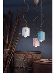 Sospensione vintage retrò Ø 12,5 cm in ceramica effetto erosione, E27 | Ferroluce -FERROLUCE 2