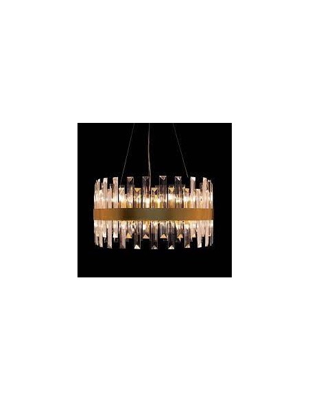 Sospensione Zenna Ø 55 cm con cristalli e fascia oro satinato, 14 luci G9 | Illuminati -ILLUMINATI
