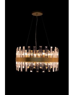 Sospensione Zenna Ø 55 cm con cristalli e fascia oro satinato, 14 luci G9 | Illuminati -ILLUMINATI 2