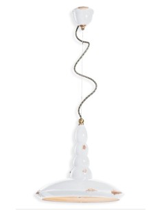 Sospensione Vintage Ø 40 cm in ceramica tortora effetto erosione, E27 | Ferroluce -FERROLUCE