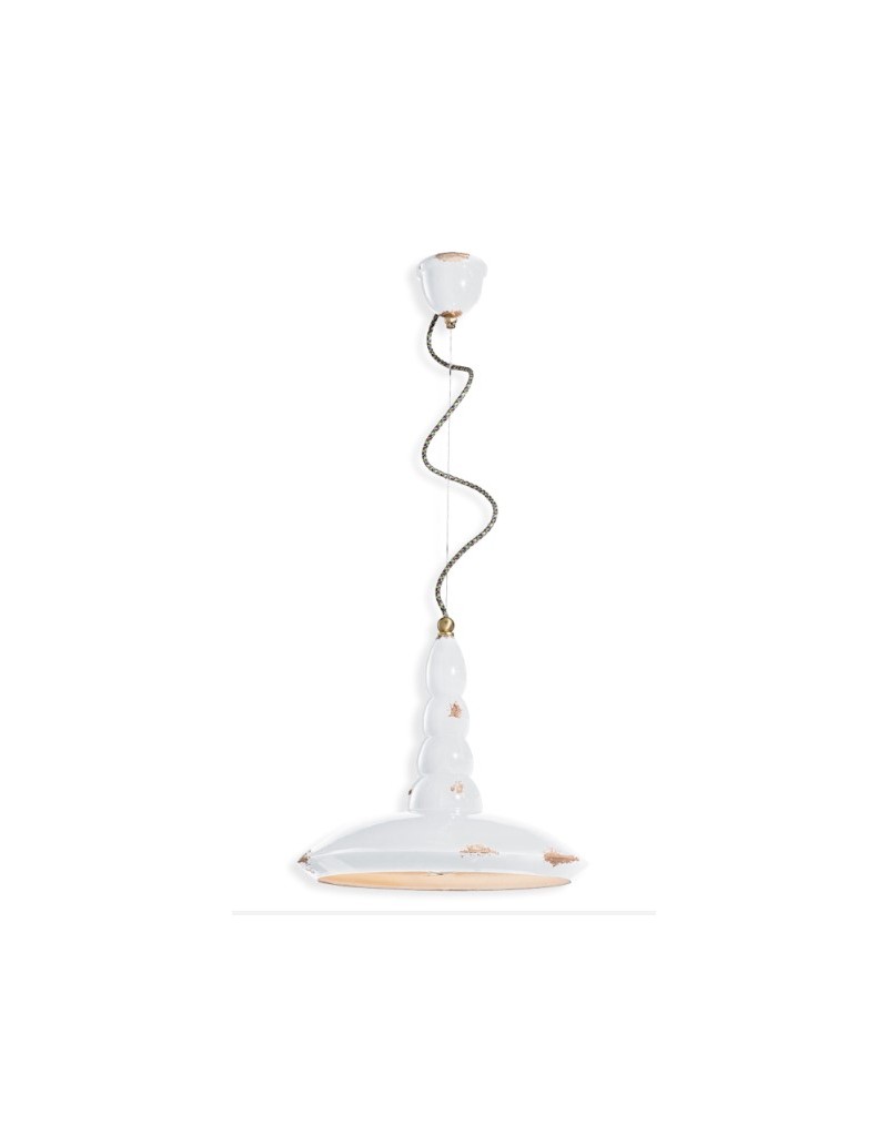 Sospensione Vintage Ø 40 cm in ceramica tortora effetto erosione, E27 | Ferroluce -FERROLUCE