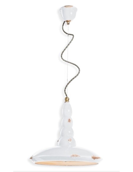 Sospensione Vintage Ø 40 cm in ceramica tortora effetto erosione, E27 | Ferroluce -FERROLUCE