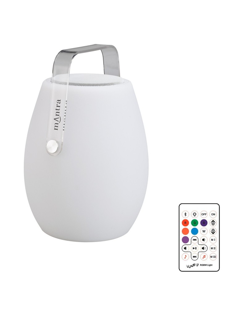 Lampada portatile a ovetto con maniglia, cassa musicale e telecomando, IP44 | Mantra -MANTRA
