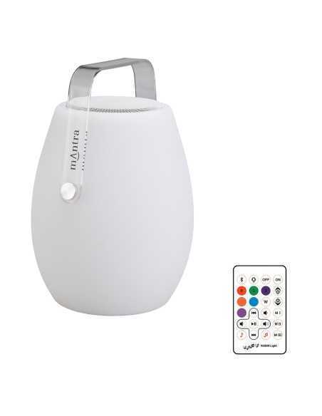 Lampada portatile a ovetto con maniglia, cassa musicale e telecomando, IP44 | Mantra -MANTRA