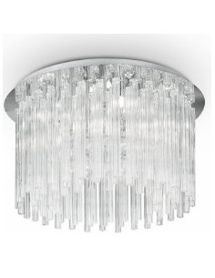 Plafoniera Elegant Ø 45 cromo con perle di vetro molato e cristallo, 8 G9 | Ideal Lux -IDEAL LUX
