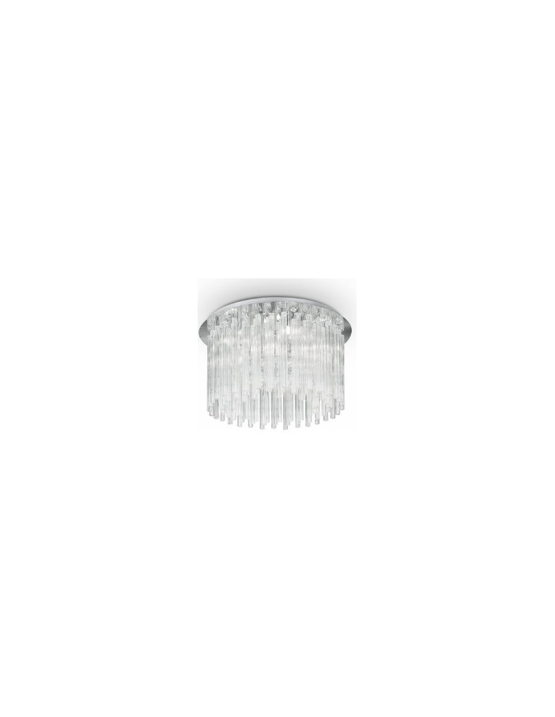 Plafoniera Elegant Ø 45 cromo con perle di vetro molato e cristallo, 8 G9 | Ideal Lux -IDEAL LUX