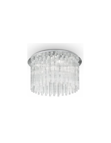Plafoniera Elegant Ø 45 cromo con perle di vetro molato e cristallo, 8 G9 | Ideal Lux -IDEAL LUX