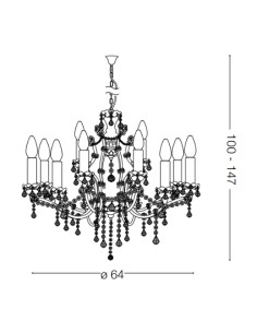 Lampadario a sospensione Liberty Ø 64 effetto ruggine con cristalli, 12 E14 | Ideal Lux -IDEAL LUX 2