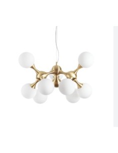 Lampadario Nodi Ø 80 cm in ottone satinato con 9 sfere in vetro bianco, E14 | Ideal Lux -IDEAL LUX