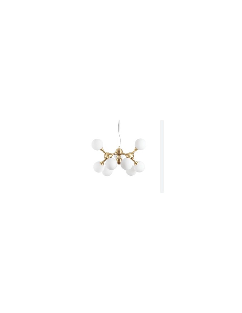 Lampadario Nodi Ø 80 cm in ottone satinato con 9 sfere in vetro bianco, E14 | Ideal Lux -IDEAL LUX