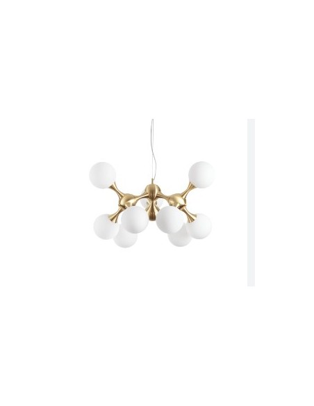 Lampadario Nodi Ø 80 cm in ottone satinato con 9 sfere in vetro bianco, E14 | Ideal Lux -IDEAL LUX