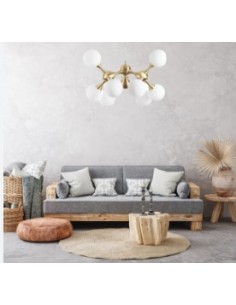 Lampadario Nodi Ø 80 cm in ottone satinato con 9 sfere in vetro bianco, E14 | Ideal Lux -IDEAL LUX 2