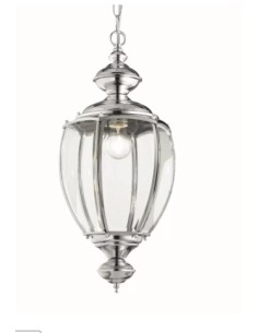 Lampada a sospensione Norma Ø 25 in metallo cromo con paralume in vetro, E27 | Ideal Lux -IDEAL LUX