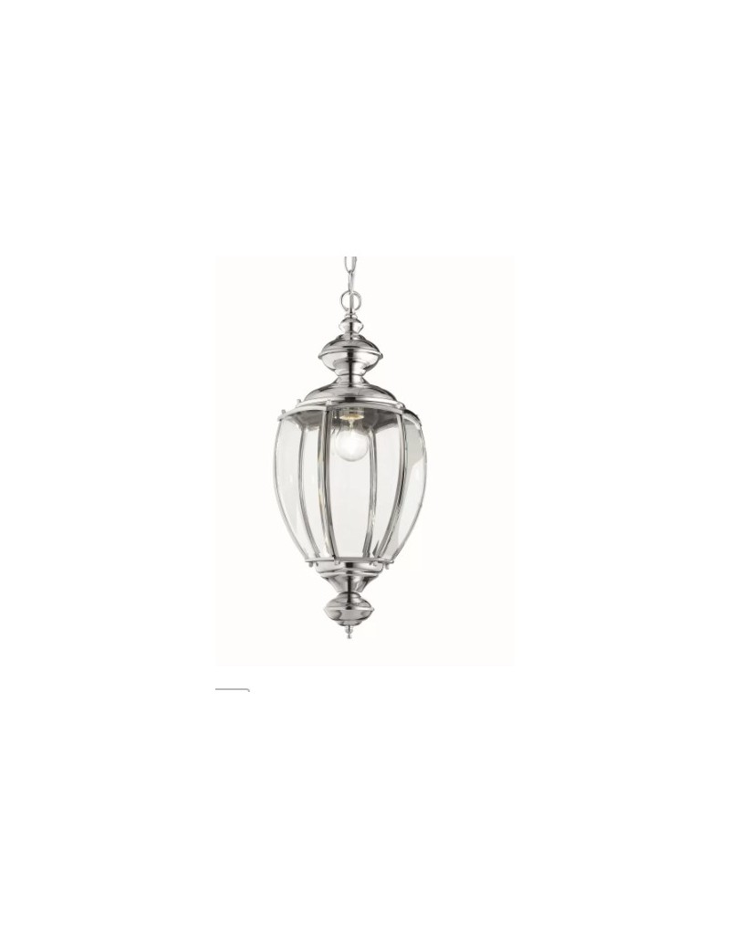 Lampada a sospensione Norma Ø 25 in metallo cromo con paralume in vetro, E27 | Ideal Lux -IDEAL LUX