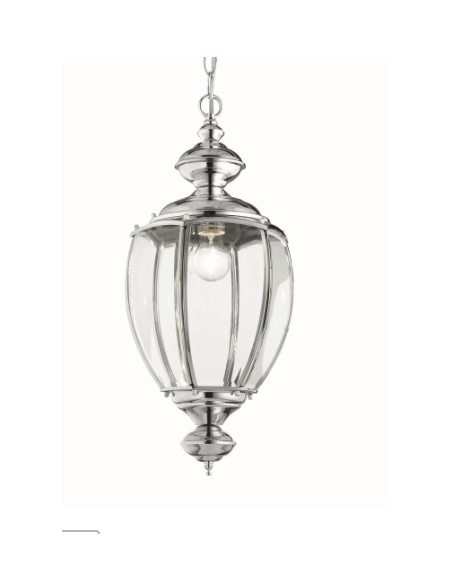 Lampada a sospensione Norma Ø 25 in metallo cromo con paralume in vetro, E27 | Ideal Lux -IDEAL LUX