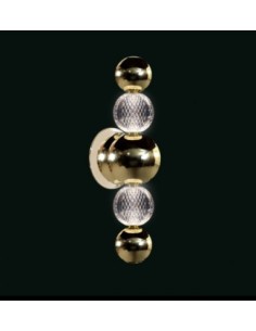 Applique LED Brillante in metallo oro lucido con sfere in acrilico, 12 W 3000K | Illuminati -ILLUMINATI