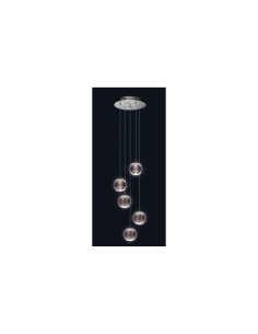 Sospensione LED Golden Egg a 5 luci cromata con diffusori a diamante, 24 W | Illuminati -ILLUMINATI