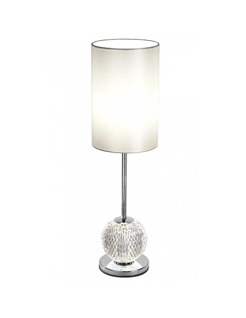 Lumetto LED Diamante in cromo con sfera in acrilico e paralume perla, 9,6 W | Illuminati -ILLUMINATI
