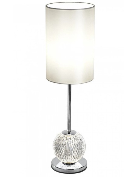 Lumetto LED Diamante in cromo con sfera in acrilico e paralume perla, 9,6 W | Illuminati -ILLUMINATI