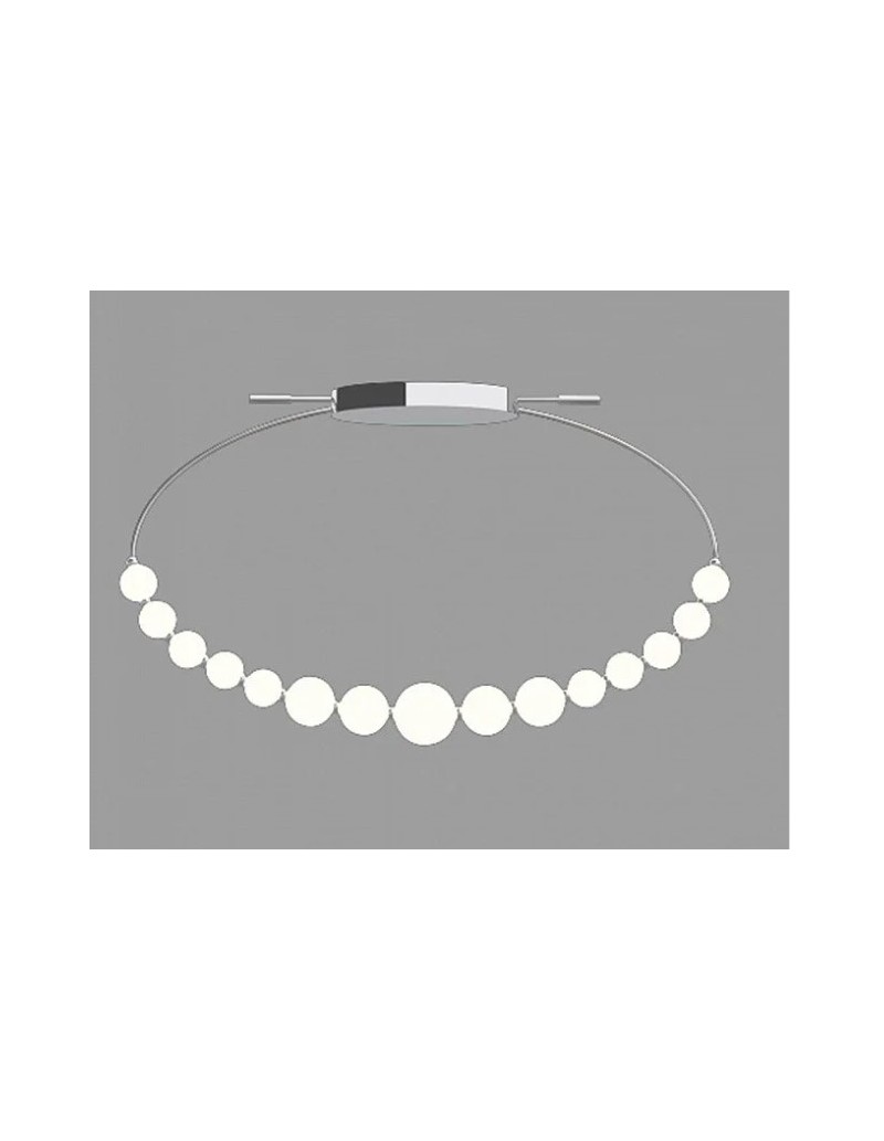 Lampada a soffitto LED Perla 96 cm in cromo con sfere in vetro opaco, 36 W | Illuminati -ILLUMINATI