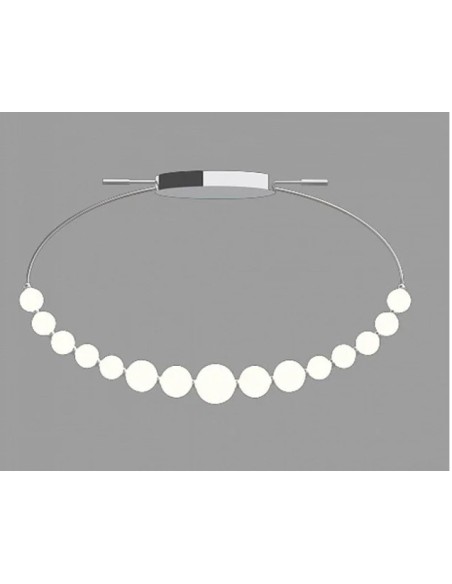 Lampada a soffitto LED Perla 96 cm in cromo con sfere in vetro opaco, 36 W | Illuminati -ILLUMINATI
