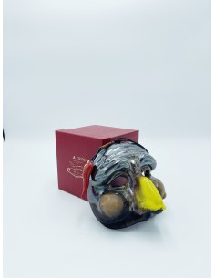 Maschera di Pulcinella nera e gialla con cornetto rosso, ceramica dipinta a mano | A Ciort -A CIORT