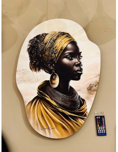 Quadro retroilluminato Vitalità 63x83 cm donna africana, RGB bluetooth | Quadri & Quadri -QUADRI & QUADRI